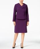 Tahari Asl Plus Size Three-button Shawl-collar Skirt Suit
