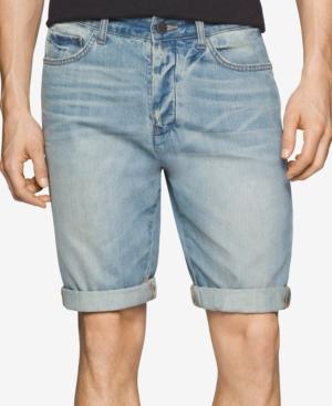 Calvin Klein Jeans Men's Cuffed-hem Faded Tinted Wave Denim Shorts