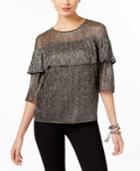 Inc International Concepts Petite Tiered Metallic Top, Only At Macy's