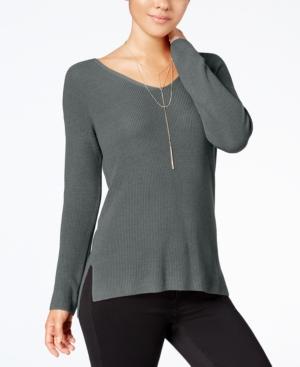 Hippie Rose Juniors' Ribbed Crisscross V-back Sweater