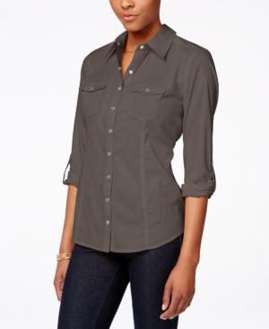Style & Co. Utility Button Down Shirt, Only At Macy's