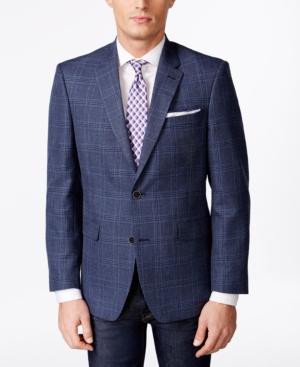 Tommy Hilfiger Men's Classic-fit Blue Plaid Sport Coat