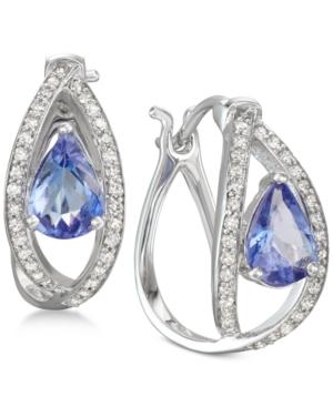 Tanzanite (1-3/8 Ct. T.w.) & Diamond (1/4 Ct. T.w.) Hoop Earrings In 14k White Gold Gold