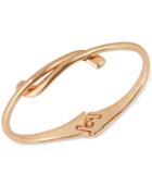 Lucky Brand Rose Gold-tone Overlap Hinged Bangle Bracelet