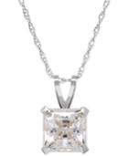 Princess-cut Cubic Zirconia Pendant Necklace In 14k Gold Or White Gold