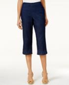 Alfred Dunner Petite Embroidered-diamond Denim Capri Pants