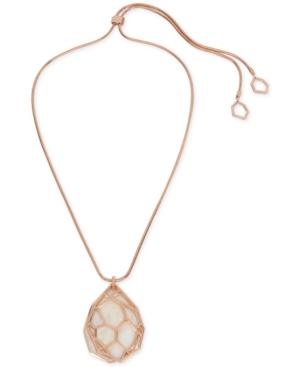 Kenneth Cole New York Rose Gold-tone Mother-of-pearl Shell Slider Pendant Necklace