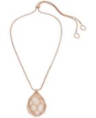 Kenneth Cole New York Rose Gold-tone Mother-of-pearl Shell Slider Pendant Necklace