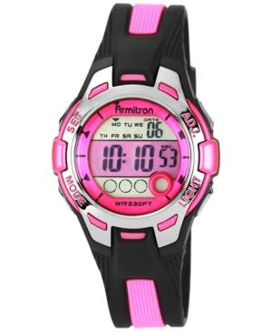 Armitron Women's Digital Black And Pink Strap Watch 35mm 45-7030pnk