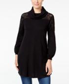 Style & Co. Cowl-neck Lace-yoke Sweater, Only At Macy's