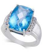 Blue Topaz (6-9/10 Ct. T.w.) & Diamond (1/10 Ct. T.w.) Statement Ring In Sterling Silver