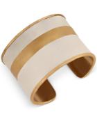 Lucky Brand Gold-tone White Leather Cuff Bracelet