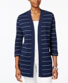 Karen Scott Striped Open-front Cardigan, Only At Macy's