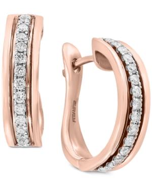 Pave Rose By Effy Diamond Hoop Earrings (1/3 Ct. T.w.) In 14k Rose Gold