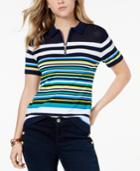 Tommy Hilfiger Cotton Striped Polo Top, Created For Macy's