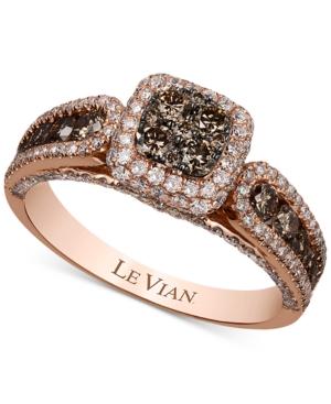 Le Vian Chocolatier Chocolate And White Diamond (1-3/8 Ct. T.w.) Ring In 14k Rose Gold
