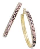 Thalia Sodi Gold-tone Pink Snakeskin-inspired Hoop Earrings, Only At Macy's