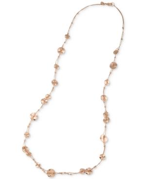 Carolee Rose Gold-tone Wavy Disc Long Statement Necklace
