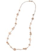 Carolee Rose Gold-tone Wavy Disc Long Statement Necklace