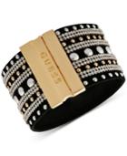 Guess Two-tone & Crystal Studded Faux Suede Magnetic Cuff Bracelet