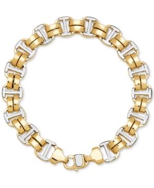 Two-tone Double Oval Link Bracelet In 10k Gold & White Gold