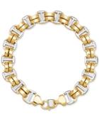 Two-tone Double Oval Link Bracelet In 10k Gold & White Gold