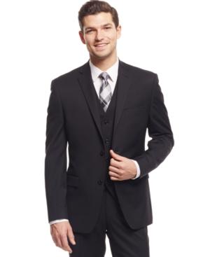Alfani Red Traveler Black Solid Slim-fit Jacket