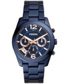 Fossil Women's Perfect Boyfriend Blue Stainless Steel Bracelet Watch 39mm Es4093