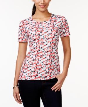 Charter Club Pima Cotton Tee, Mini Floral Print