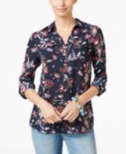 Charter Club Floral-print Utility Shirt, Only At Macy's