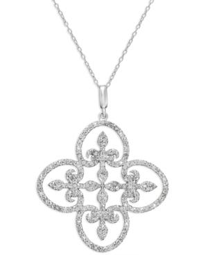 Victoria Townsend Diamond Clover Pendant Necklace In Sterling Silver (1 Ct. T.w.)