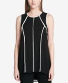 Calvin Klein Pipe-trim Sleeveless Chiffon Tunic