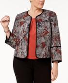 Kasper Plus Size Printed Piping Blazer