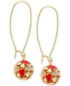 Guess Gold-tone Crystal Heart Ball Drop Earrings