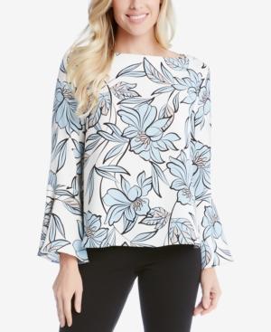 Karen Kane Printed Flared-sleeve Top