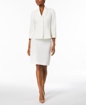 Le Suit Textured Three-button Skirt Suit, Regular & Petite