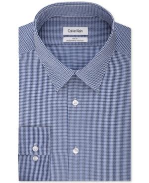 Calvin Klein Steel Slim-fit Performance Night Blue Check Dress Shirt
