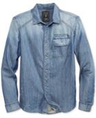 Guess Men's Embroidered-logo Denim Shirt