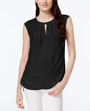 Cece Pleated Sleeveless Keyhole Top