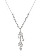 I.n.c. Silver-tone Crystal Cluster Flower Lariat Necklace, 16 + 3 Extender, Created For Macy's