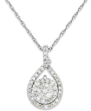Diamond Cluster Pendant Necklace In Sterling Silver (1/5 Ct. T.w.)
