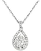 Diamond Cluster Pendant Necklace In Sterling Silver (1/5 Ct. T.w.)