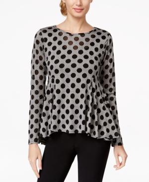 Cece By Cynthia Steffe Polka-dot Peplum Knit Top
