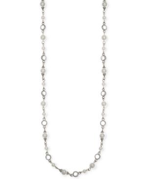 Givenchy Silver-tone Crystal And Imitation Pearl Long Strand Necklace