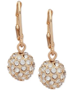 Nine West Gold-tone Pave Ball Drop Earrings