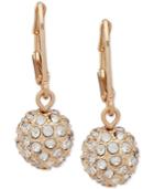 Nine West Gold-tone Pave Ball Drop Earrings