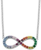 Giani Bernini Multi-color Cubic Zirconia Infinity Necklace In Sterling Silver, Only At Macy's