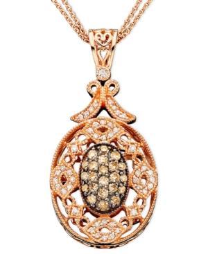 Espresso By Effy Diamond White And Champagne Diamond Medallion (3/4 Ct. T.w.) In 14k Rose Gold