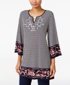 Jm Collection Petite Printed Keyhole Tunic, Only At Macy's