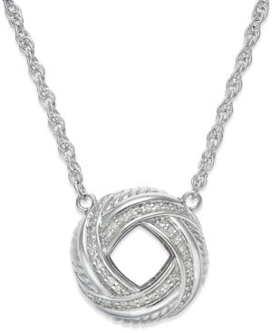 Diamond Love Knot Pendant Necklace In Sterling Silver (1/4 Ct. T.w.)